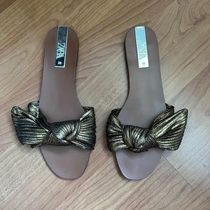 Zara Foil Gold Flats